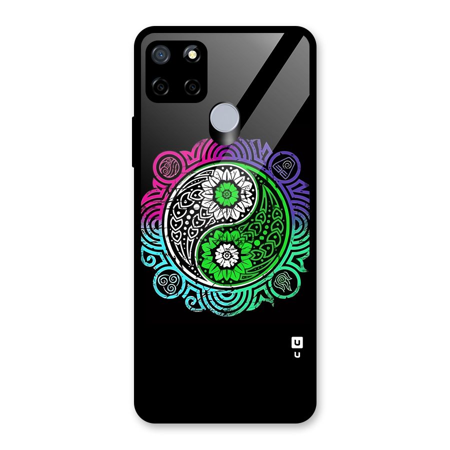 Yin and Yang Colorful Mandala Glass Back Case for Realme Narzo 20