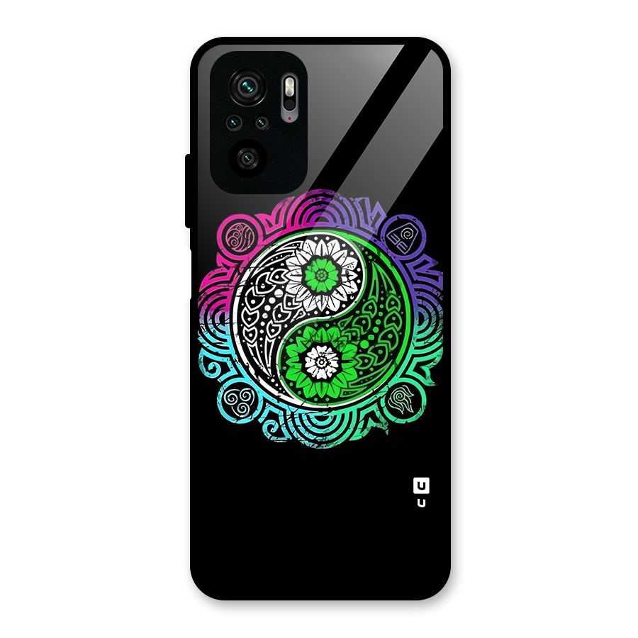 Yin and Yang Colorful Mandala Glass Back Case for Redmi Note 10S