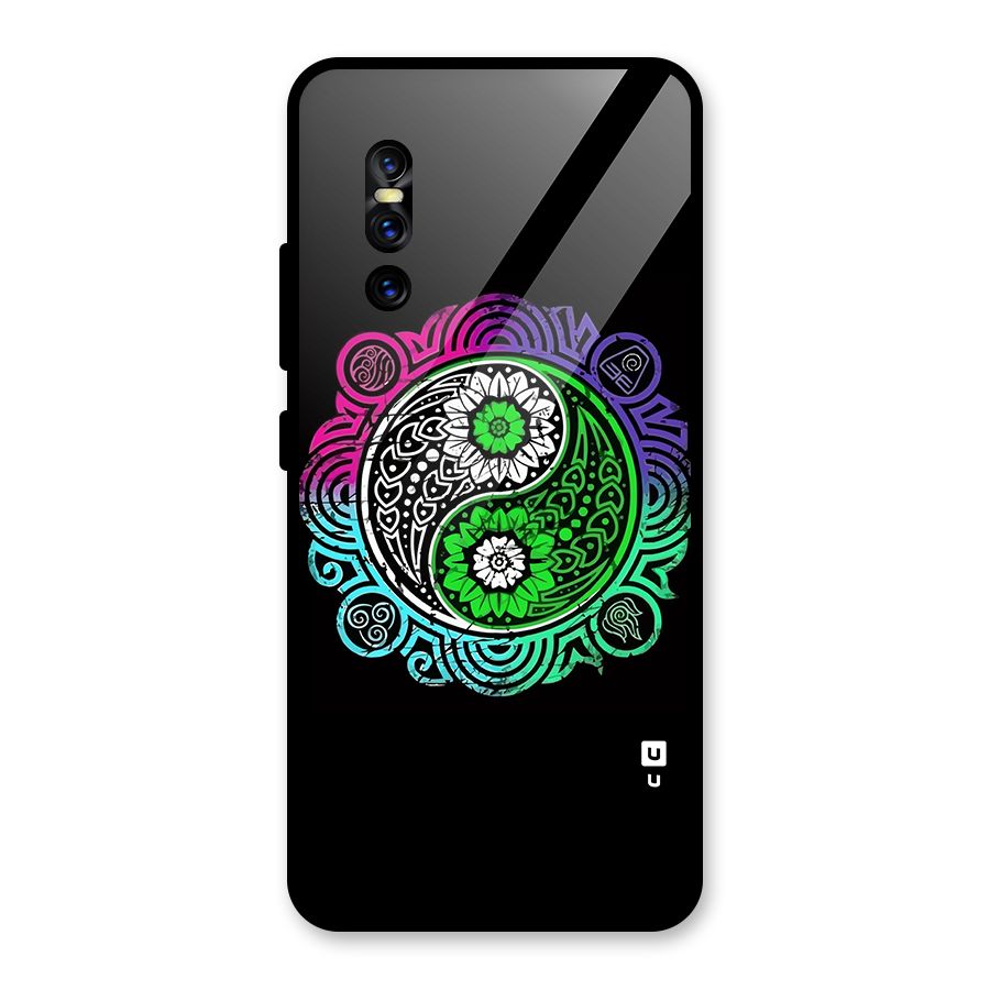 Yin and Yang Colorful Mandala Glass Back Case for Vivo V15 Pro
