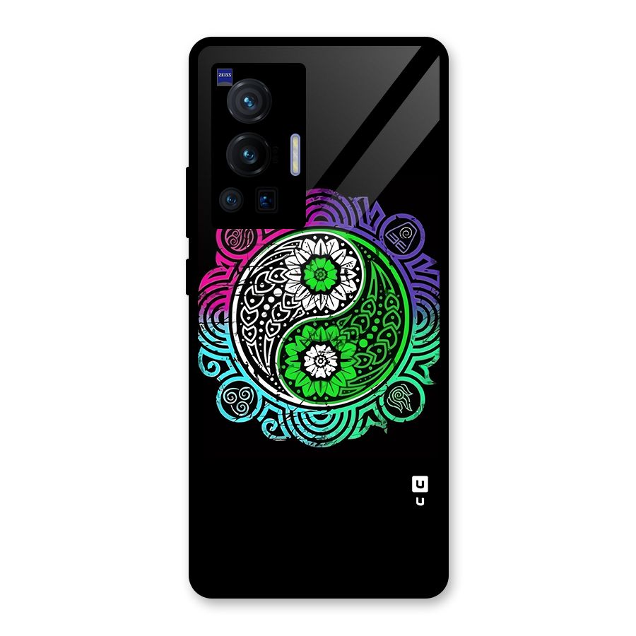 Yin and Yang Colorful Mandala Glass Back Case for Vivo X70 Pro