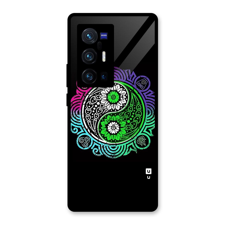 Yin and Yang Colorful Mandala Glass Back Case for Vivo X70 Pro Plus