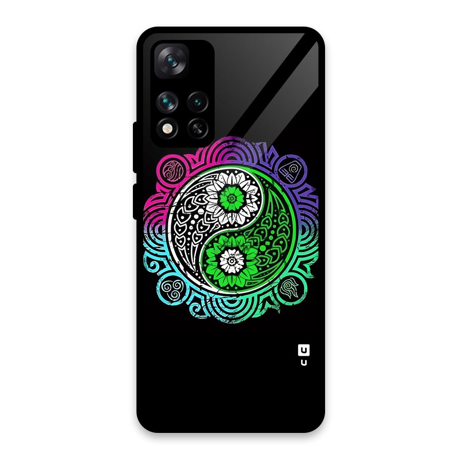 Yin and Yang Colorful Mandala Glass Back Case for Xiaomi 11i HyperCharge 5G