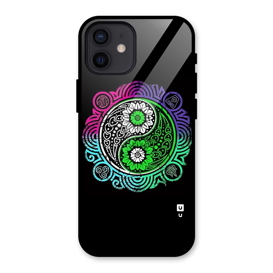 Yin and Yang Colorful Mandala Glass Back Case for iPhone 12