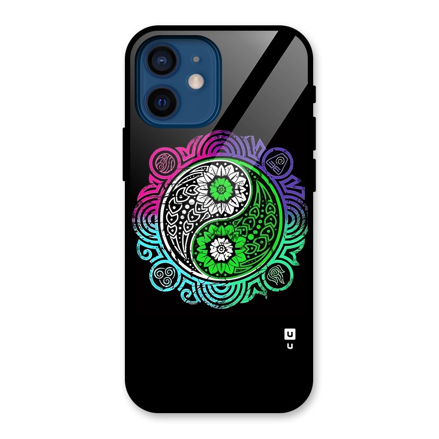 Yin and Yang Colorful Mandala Glass Back Case for iPhone 12 Mini