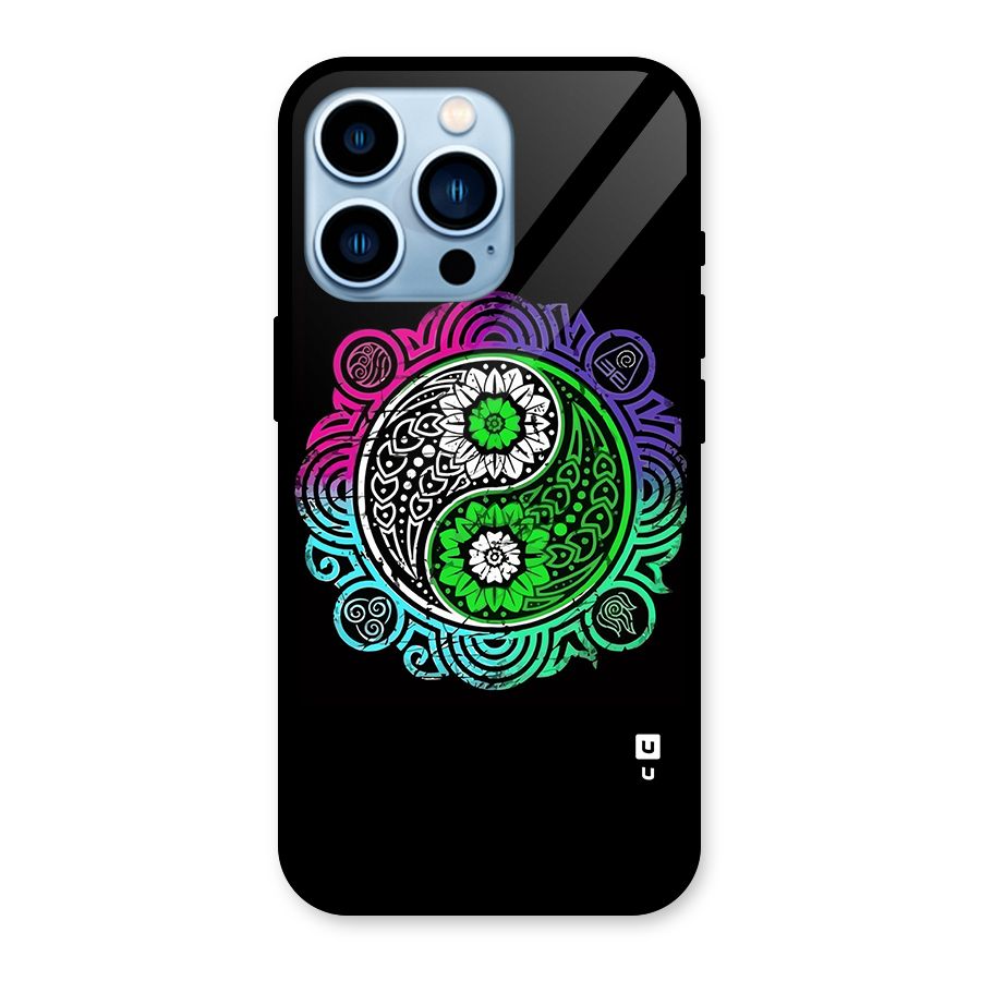Yin and Yang Colorful Mandala Glass Back Case for iPhone 13 Pro