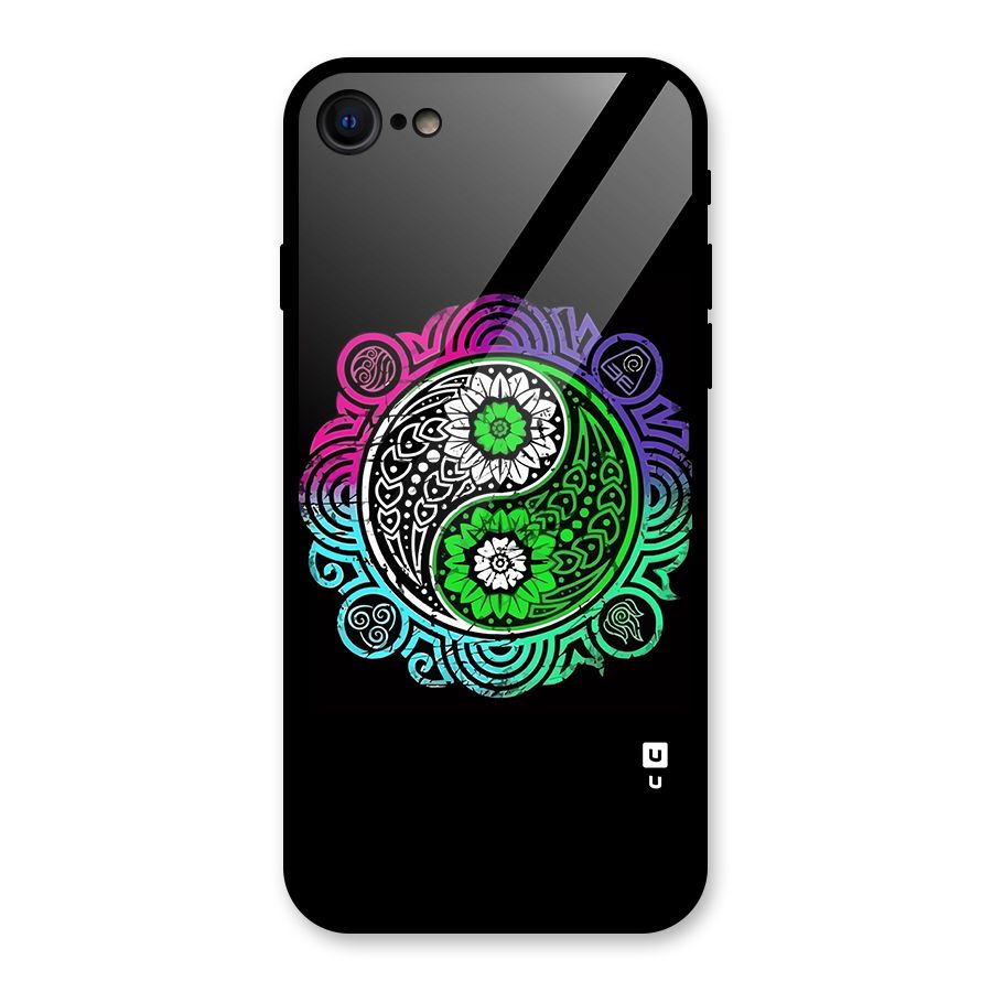 Yin and Yang Colorful Mandala Glass Back Case for iPhone SE 2020