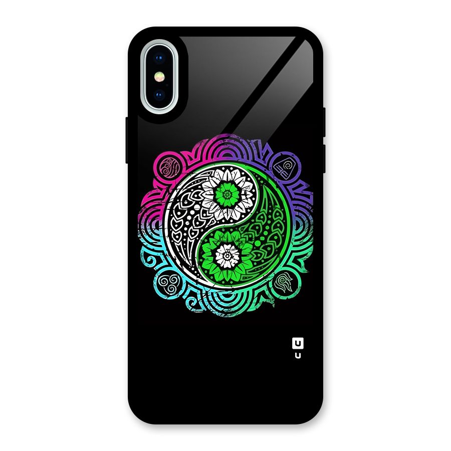 Yin and Yang Colorful Mandala Glass Back Case for iPhone X