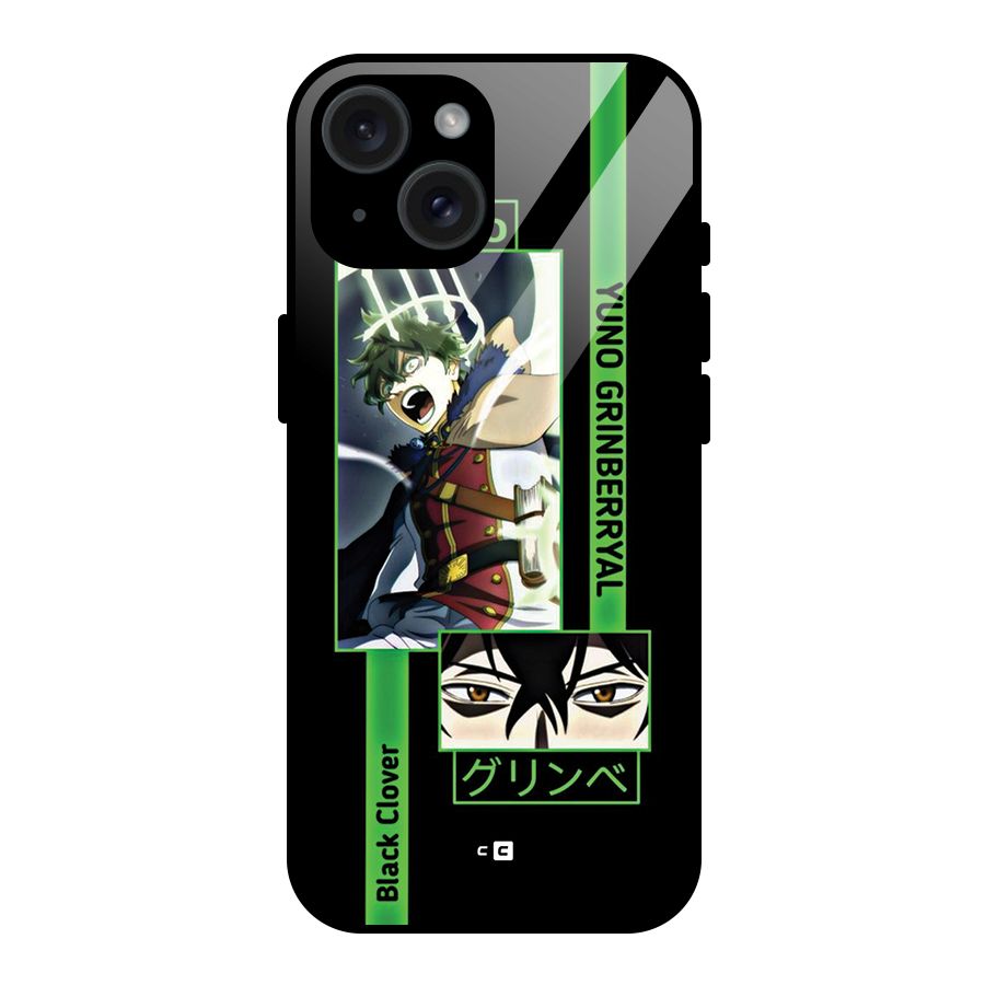 Yuno Black Clover Glass Back Case for iPhone 15