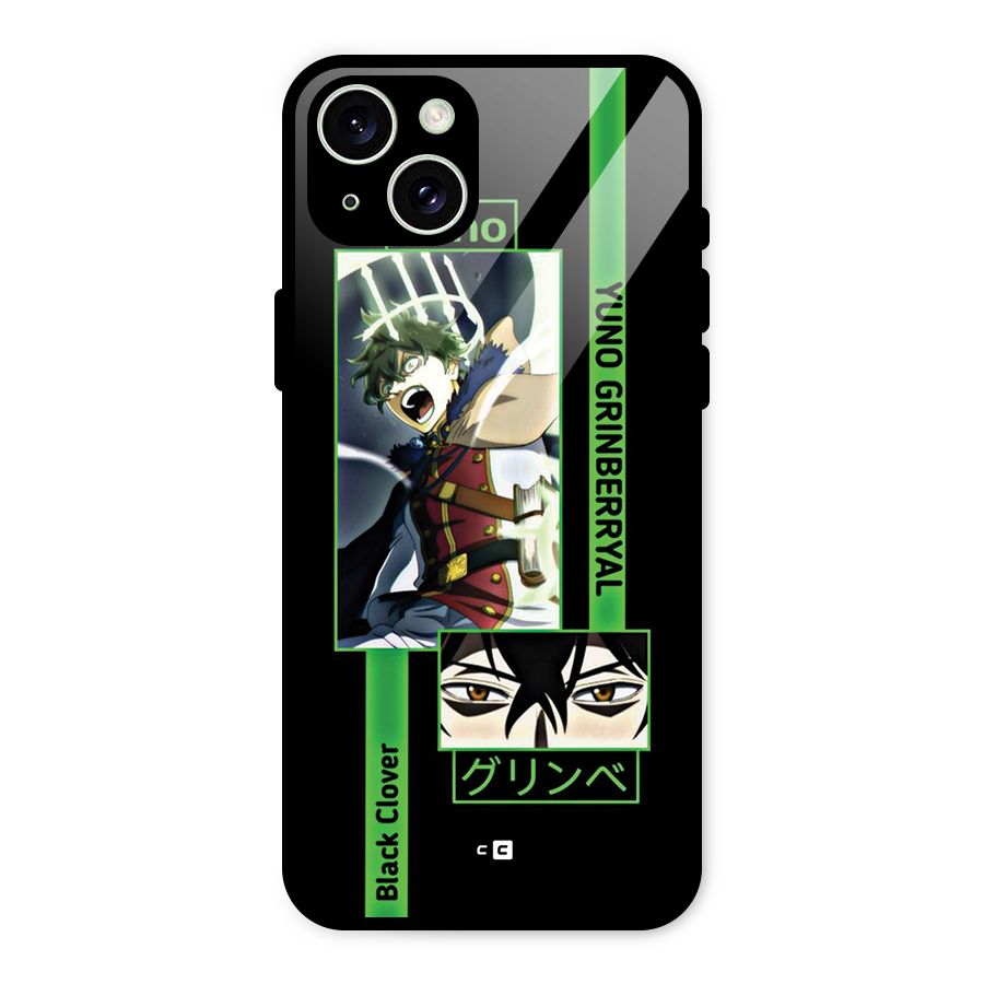 Yuno Black Clover Glass Back Case for iPhone 15 Plus