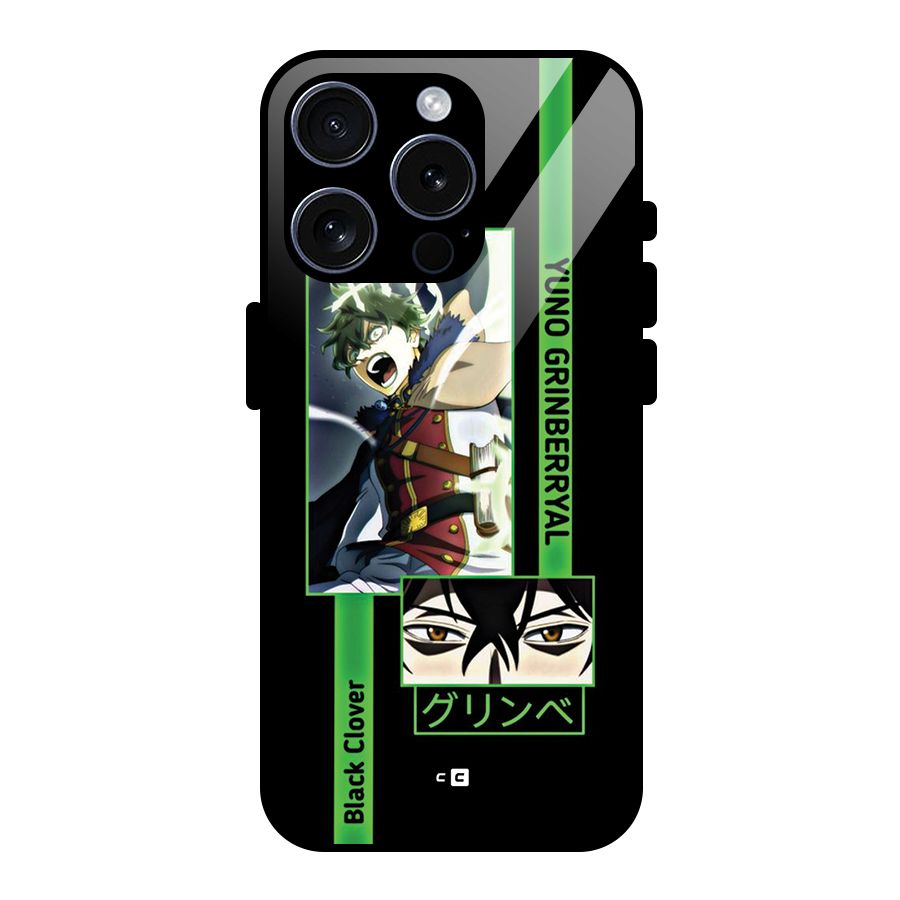 Yuno Black Clover Glass Back Case for iPhone 15 Pro
