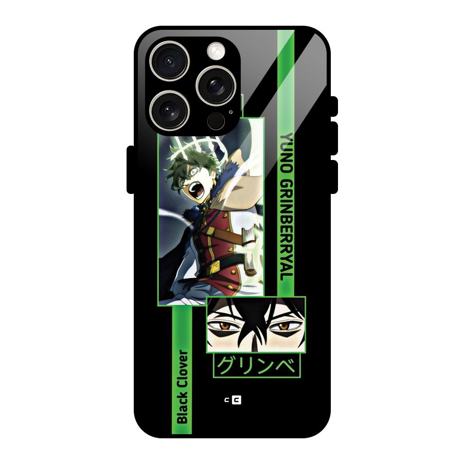 Yuno Black Clover Glass Back Case for iPhone 15 Pro Max