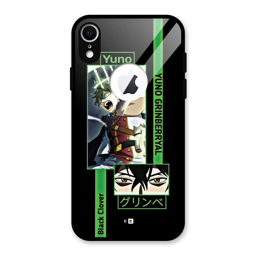 Yuno Black Clover Glass Back Case for iPhone XR Logo Cut