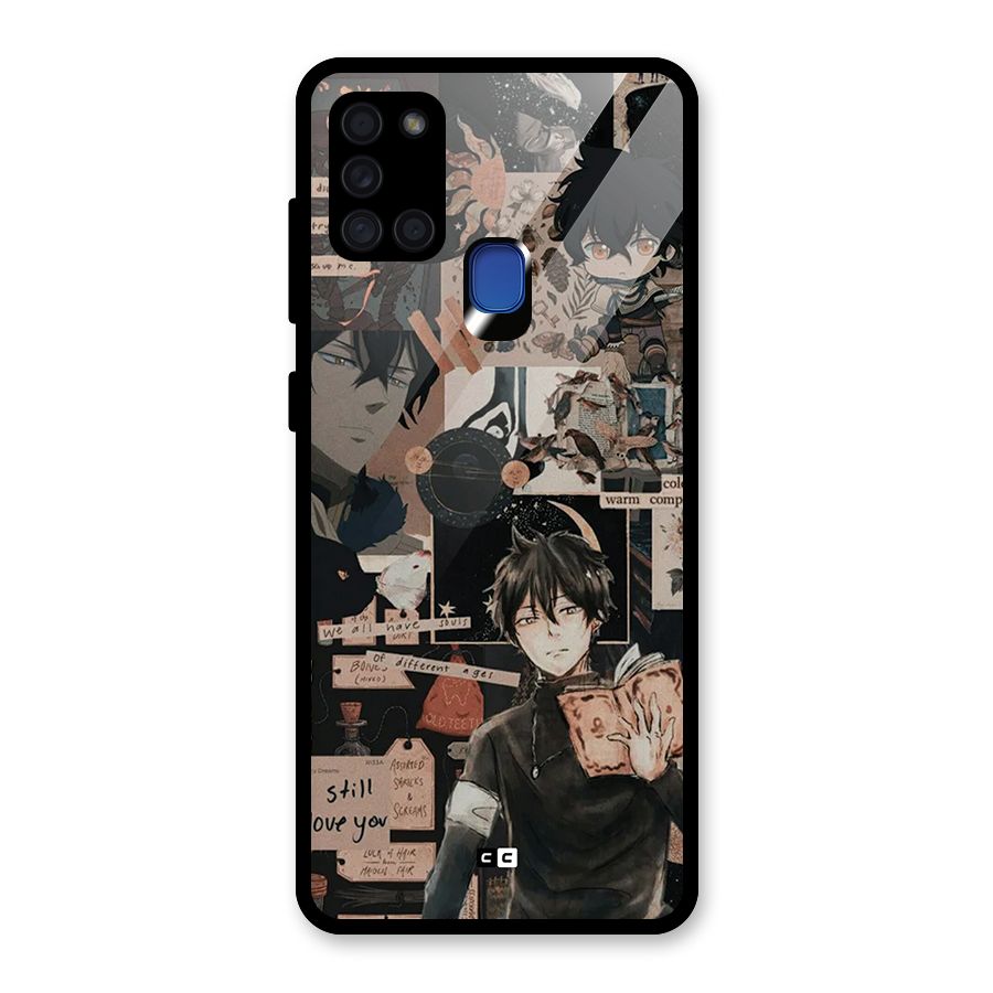 Yuno Collage Glass Back Case for Galaxy A21s