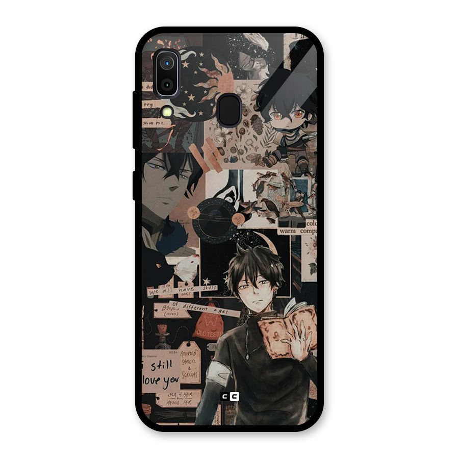 Yuno Collage Glass Back Case for Galaxy A30