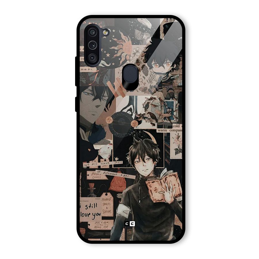 Yuno Collage Glass Back Case for Galaxy M11