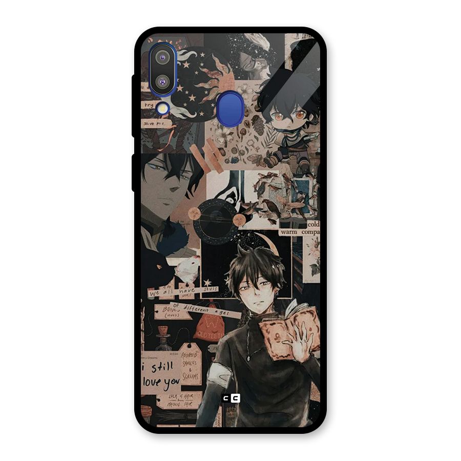 Yuno Collage Glass Back Case for Galaxy M20