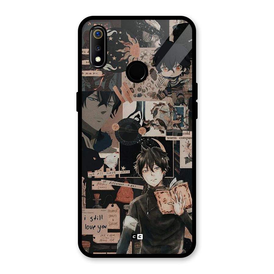 Yuno Collage Glass Back Case for Realme 3i