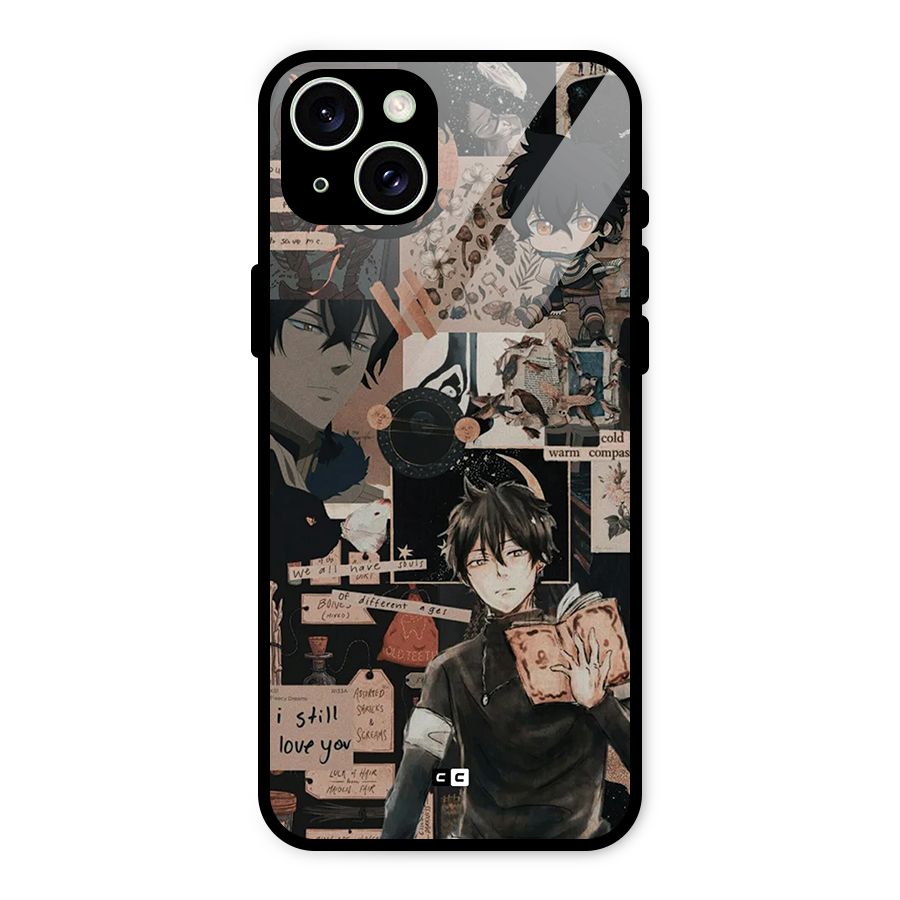 Yuno Collage Glass Back Case for iPhone 15 Plus