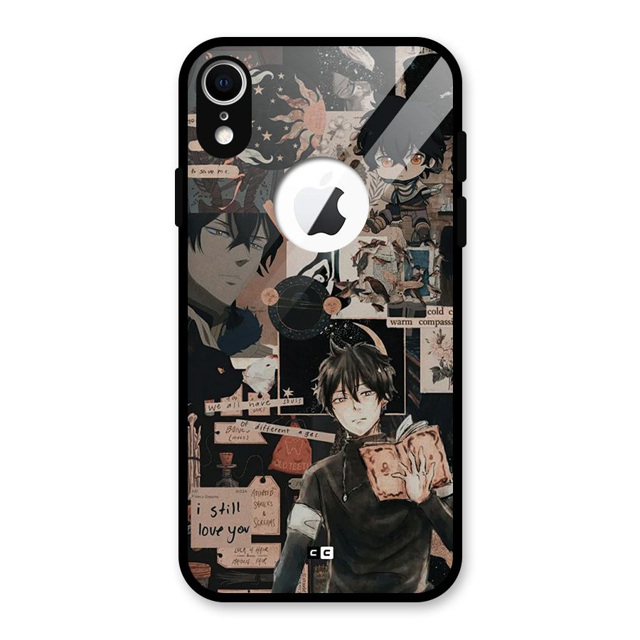 Yuno Collage Glass Back Case for iPhone XR Logo Cut