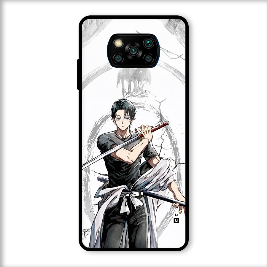 Yuta With Katana Glass Back Case for Poco X3