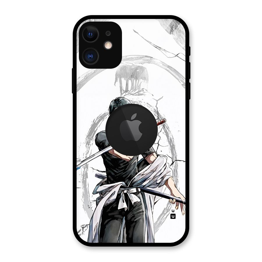 Yuta With Katana Glass Back Case for iPhone 11 Logo Cut