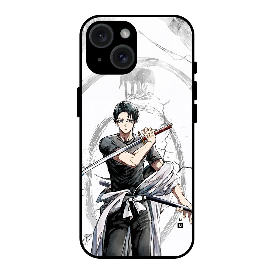 Yuta With Katana Glass Back Case for iPhone 15