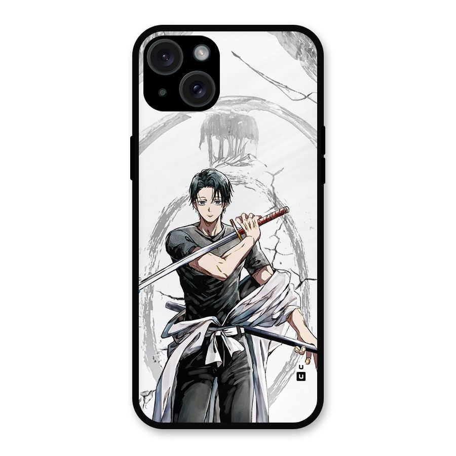 Yuta With Katana Metal Back Case for iPhone 15 Plus