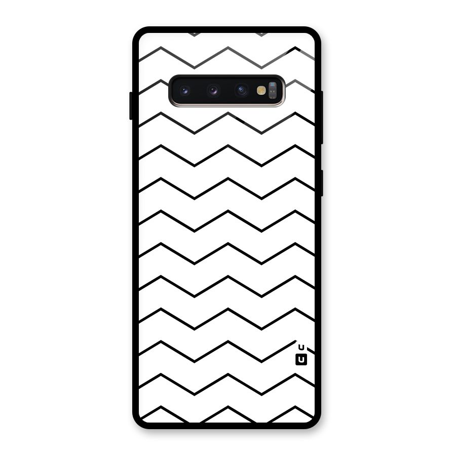 ZigZag Simple Classic Lines Glass Back Case for Galaxy S10 Plus