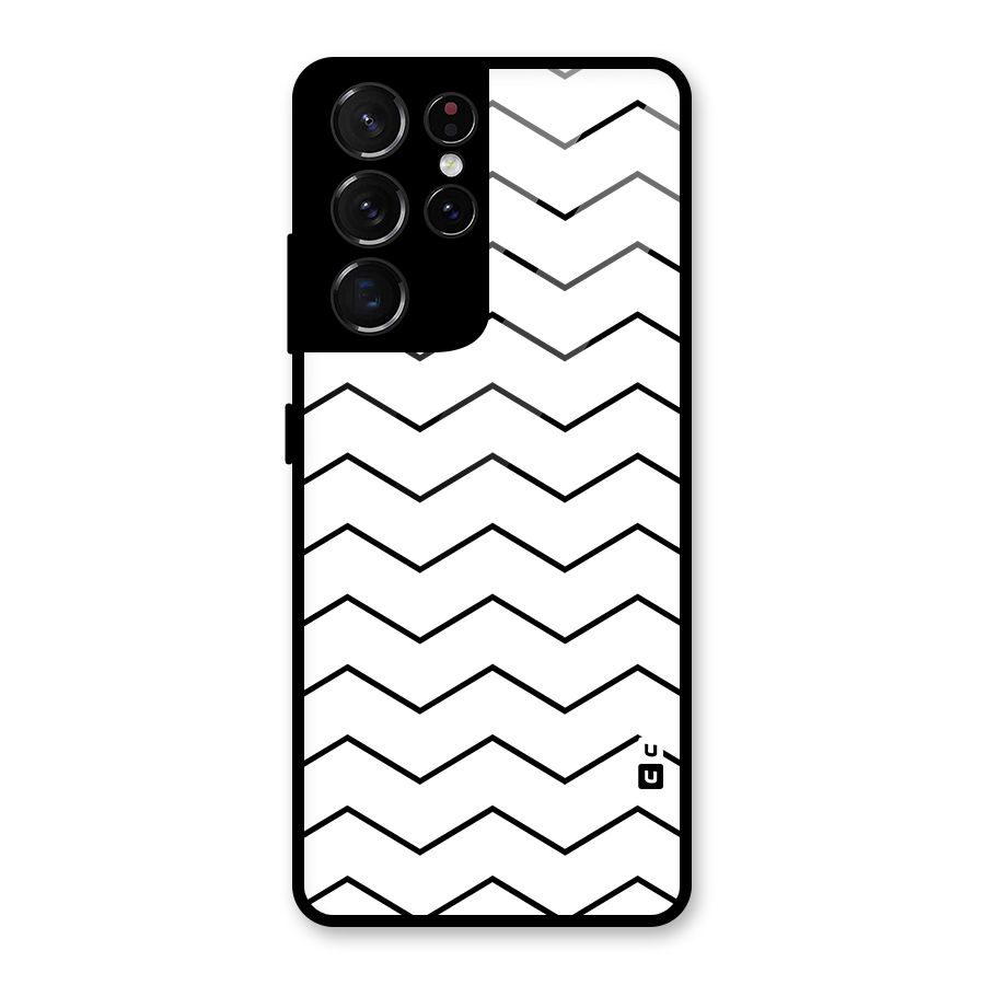 ZigZag Simple Classic Lines Glass Back Case for Galaxy S21 Ultra 5G