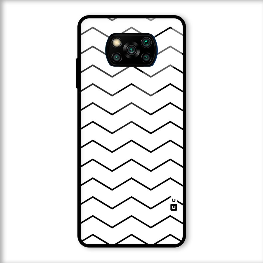 ZigZag Simple Classic Lines Glass Back Case for Poco X3