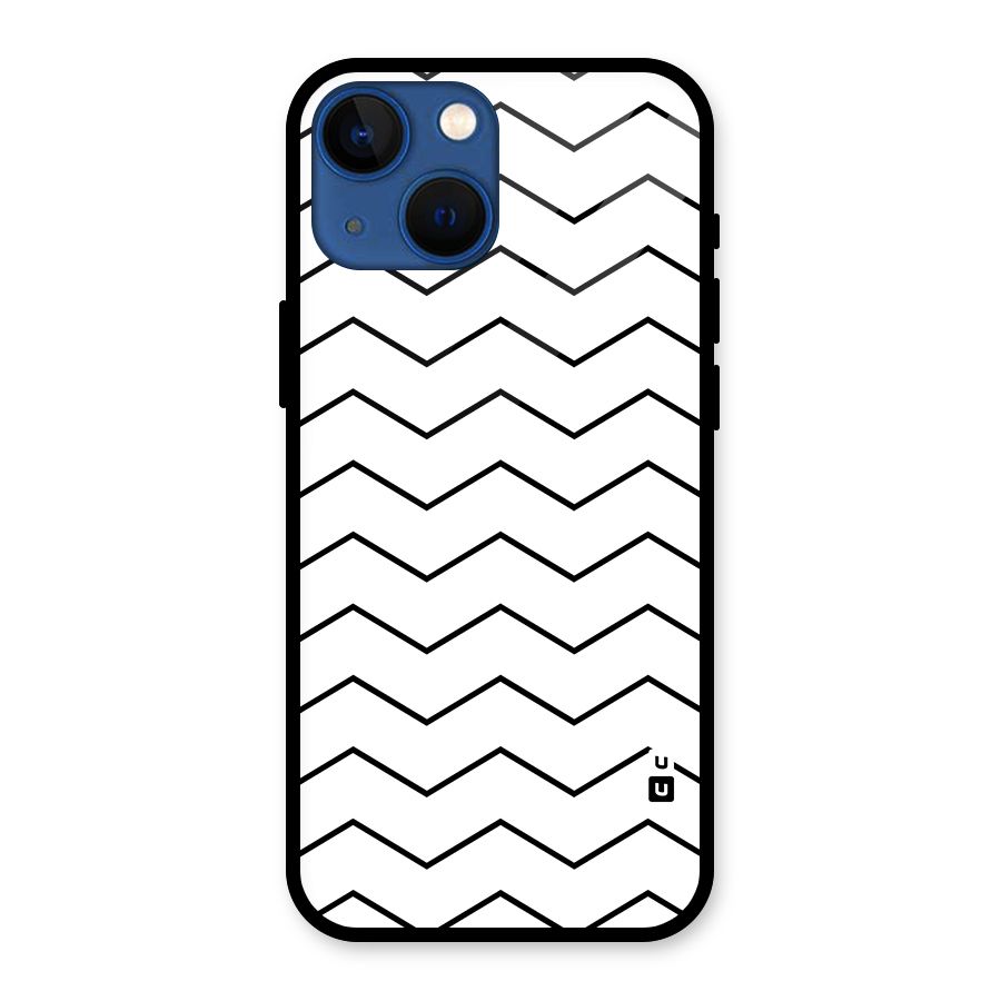 ZigZag Simple Classic Lines Glass Back Case for iPhone 13 Mini