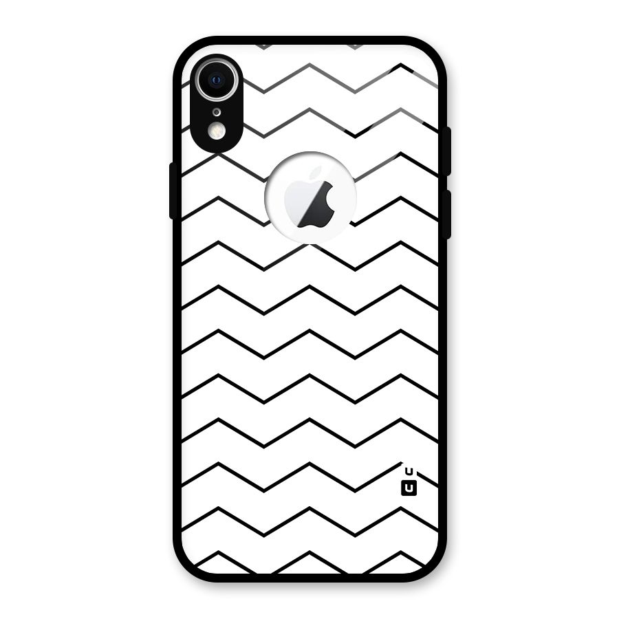 ZigZag Simple Classic Lines Glass Back Case for iPhone XR Logo Cut