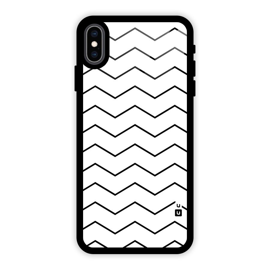 ZigZag Simple Classic Lines Glass Back Case for iPhone XS Max