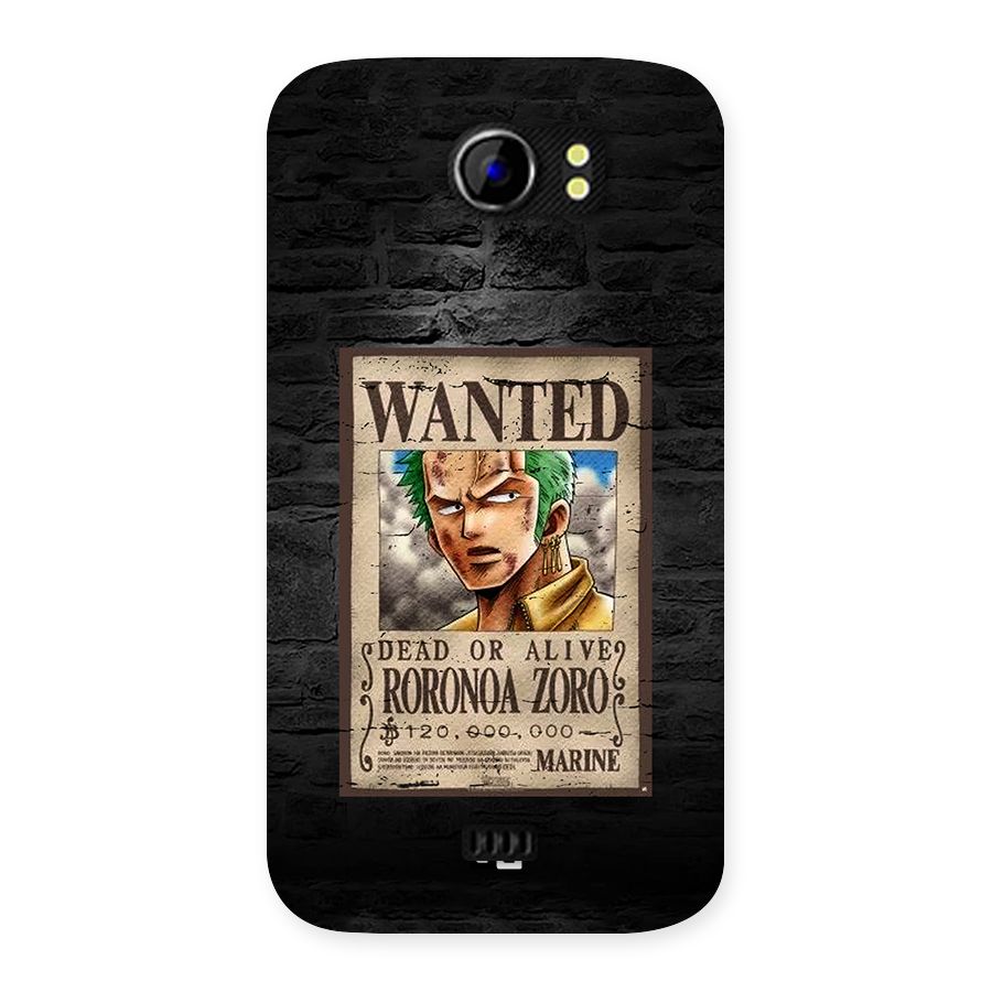 Zoro Wanted Back Case for Canvas 2 A110