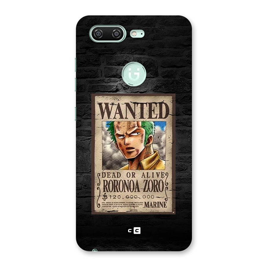 Zoro Wanted Back Case for Gionee S10