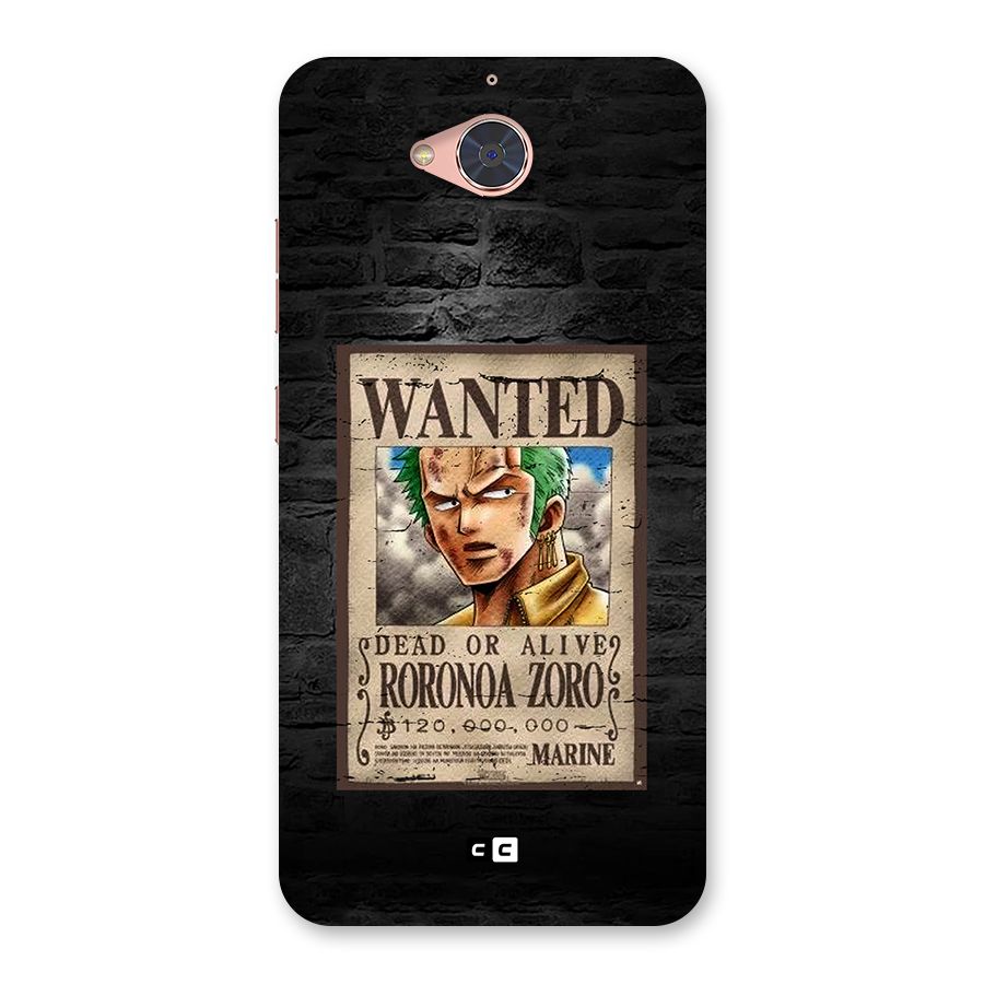 Zoro Wanted Back Case for Gionee S6 Pro