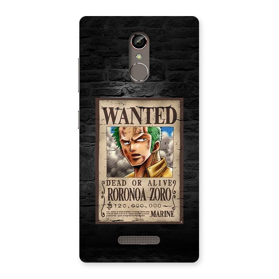 Zoro Wanted Back Case for Gionee S6s