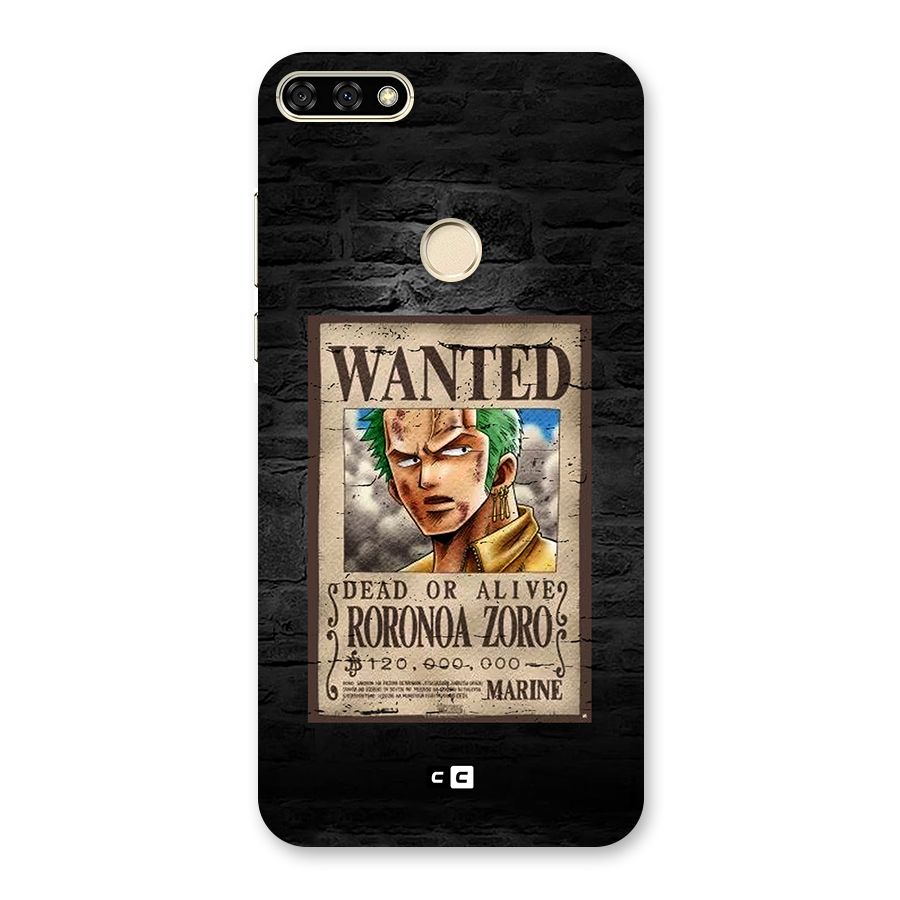 Zoro Wanted Back Case for Honor 7A