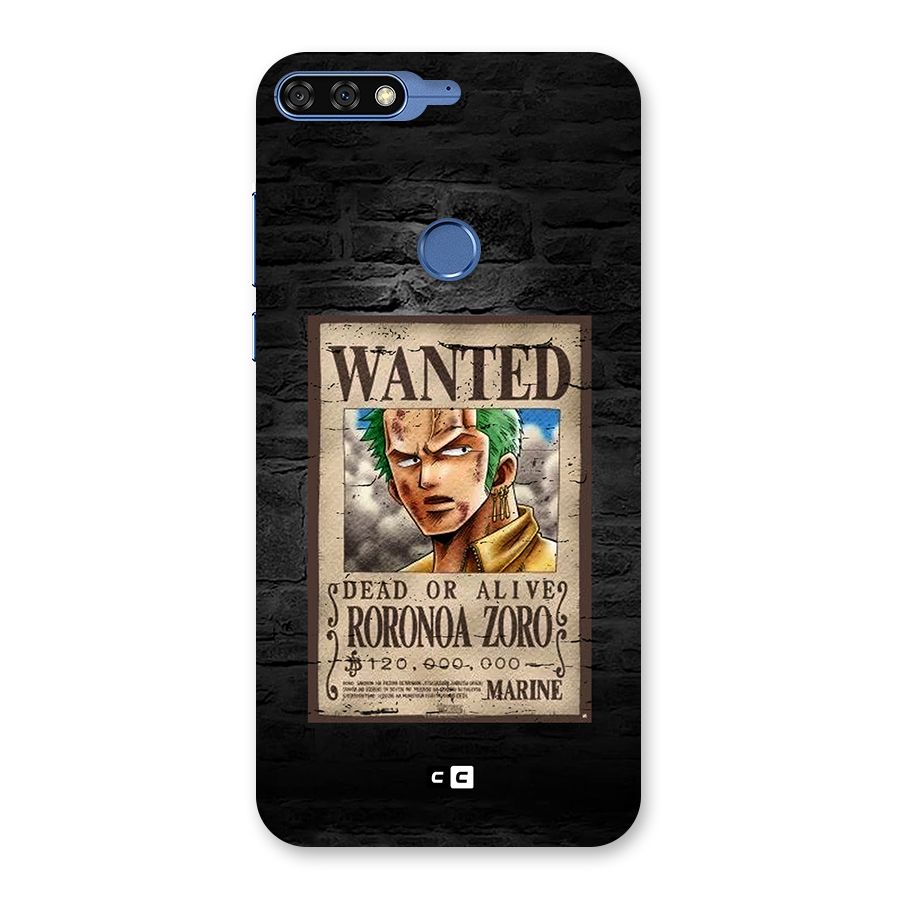 Zoro Wanted Back Case for Honor 7C