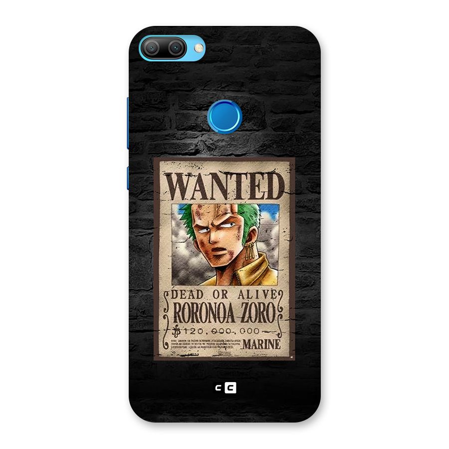 Zoro Wanted Back Case for Honor 9N