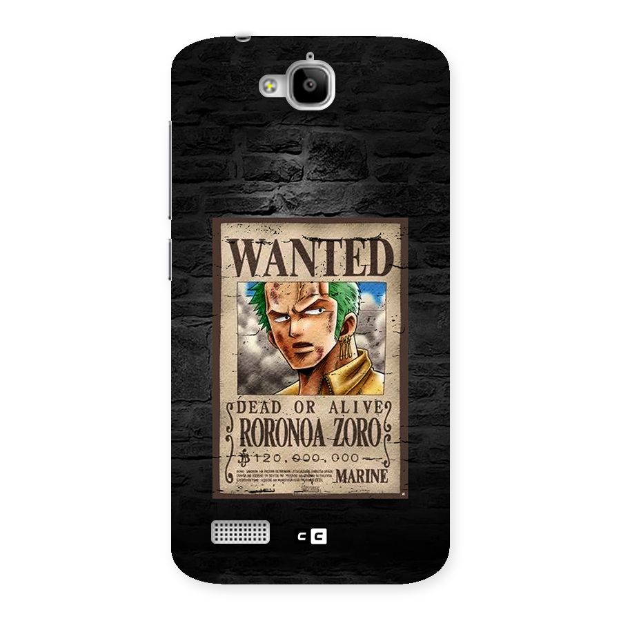 Zoro Wanted Back Case for Honor Holly