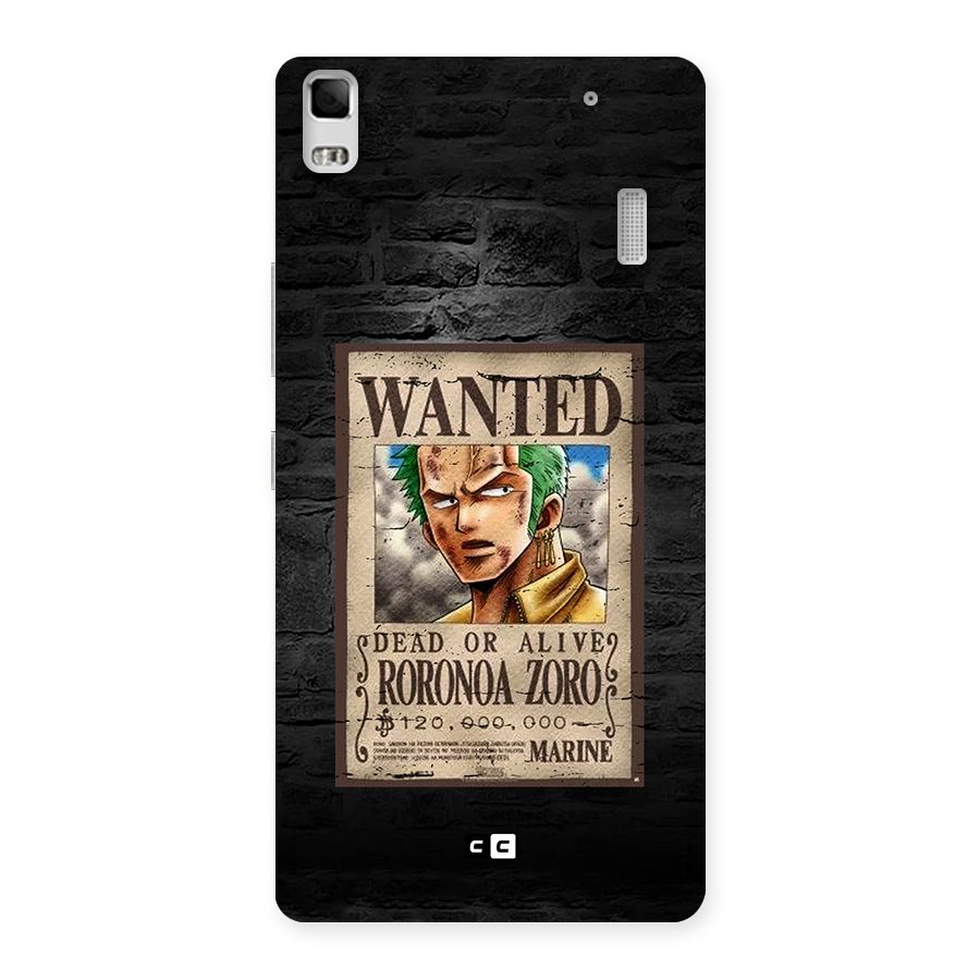 Zoro Wanted Back Case for Lenovo A7000