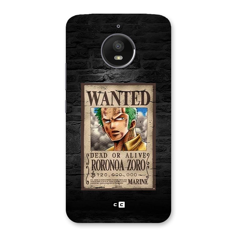 Zoro Wanted Back Case for Moto E4 Plus