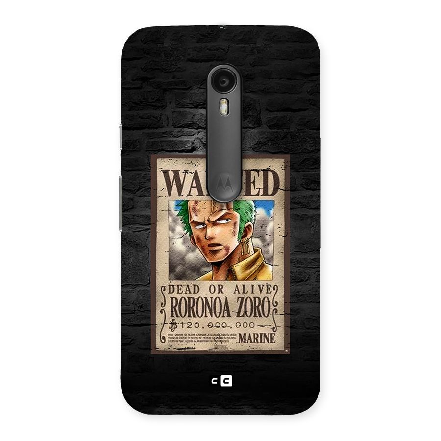 Zoro Wanted Back Case for Moto G3