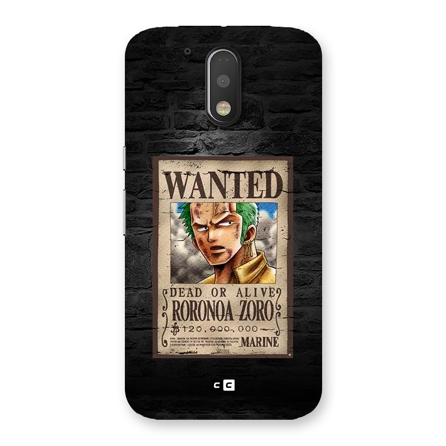 Zoro Wanted Back Case for Moto G4 Plus