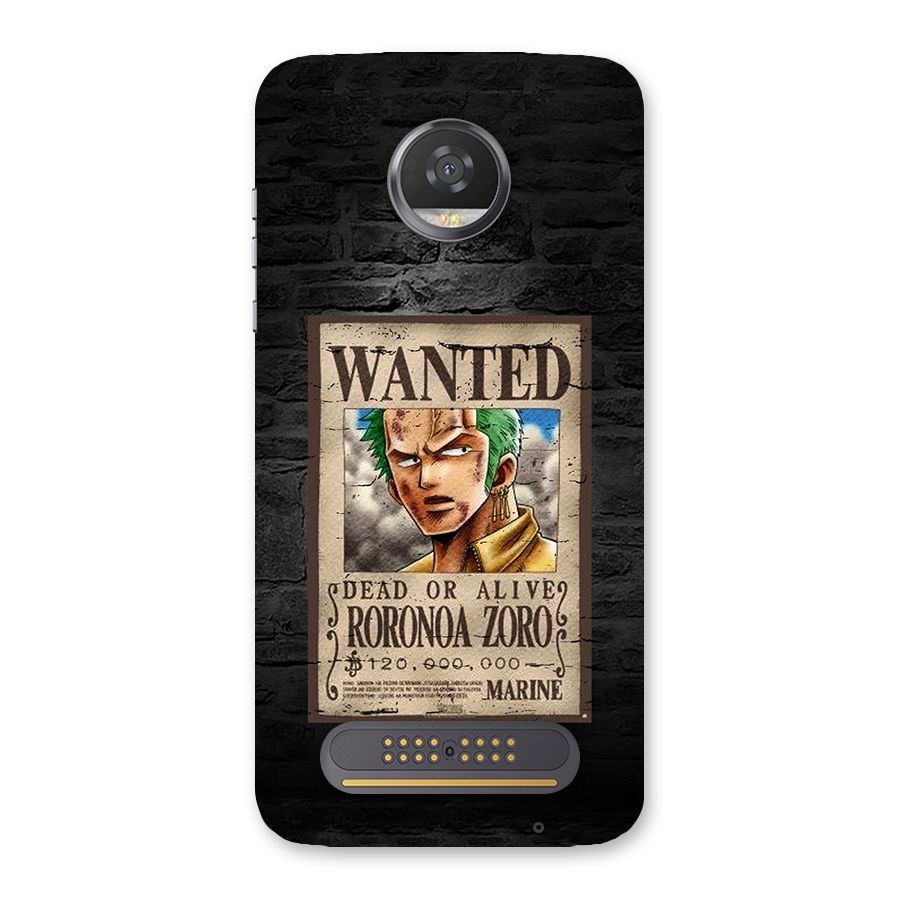 Zoro Wanted Back Case for Moto Z2 Play