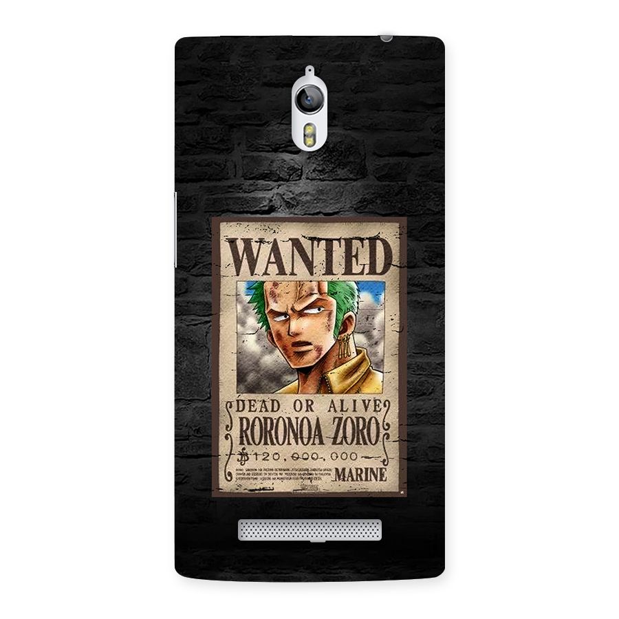 Zoro Wanted Back Case for Oppo Find 7