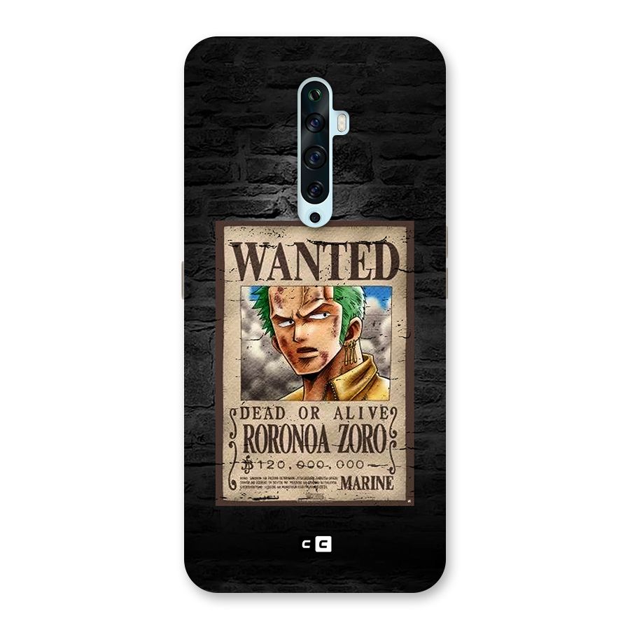Zoro Wanted Back Case for Oppo Reno2 Z