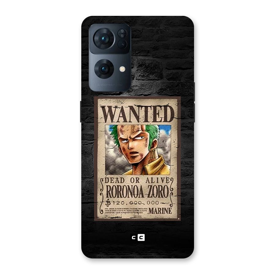 Zoro Wanted Back Case for Oppo Reno7 Pro 5G