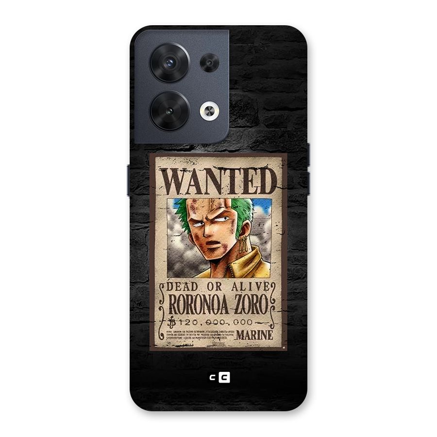 Zoro Wanted Back Case for Oppo Reno8 5G